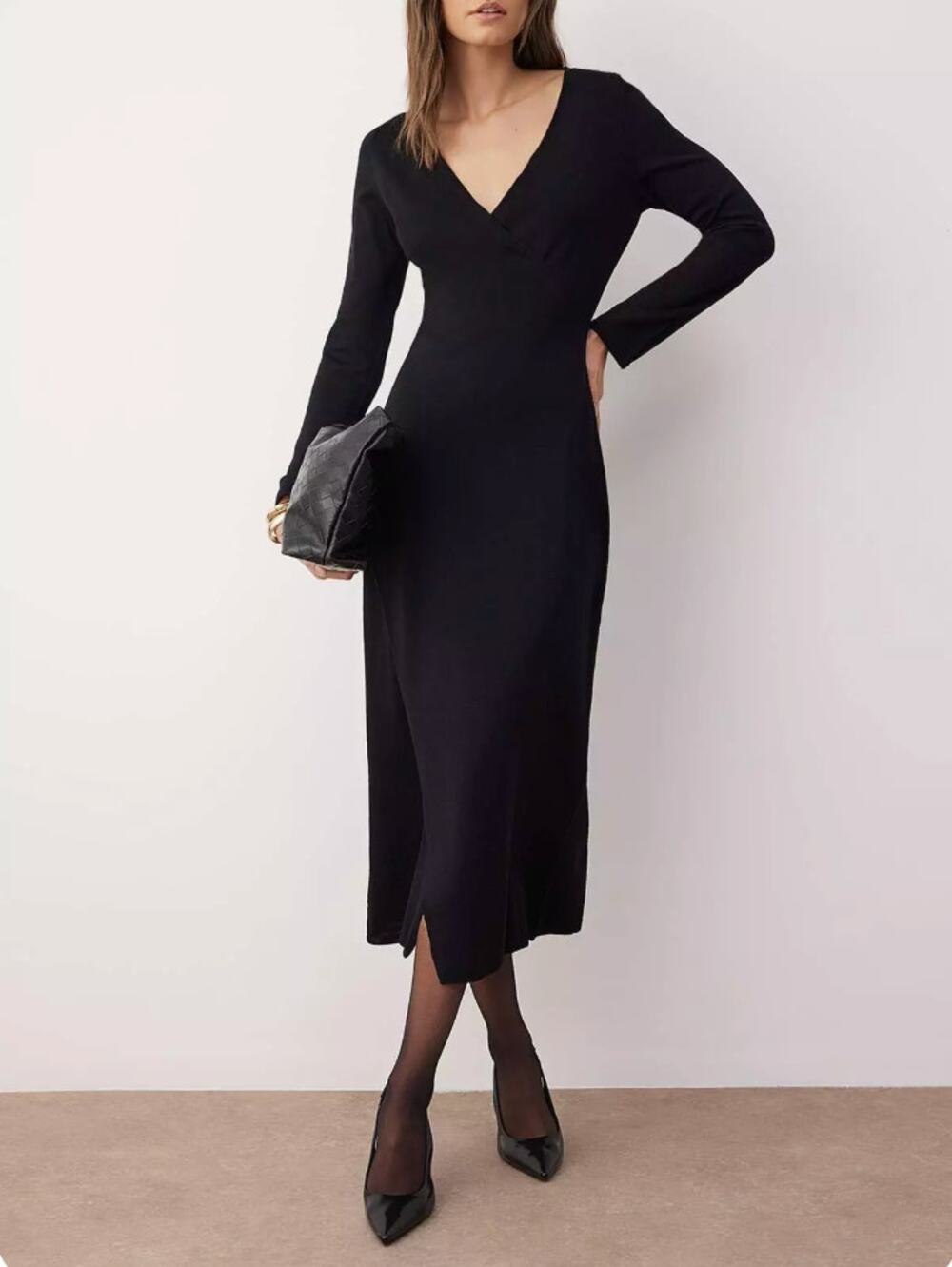Max Mara Long Sleeve Midi Dress Black